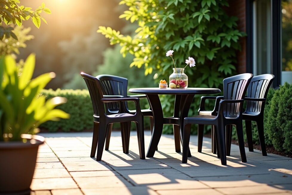 Astuces efficaces pour raviver un salon de jardin en plastique noir décoloré