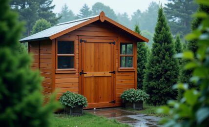 Comment choisir un abri de jardin en bois durable pour les régions venteuses et pluvieuses